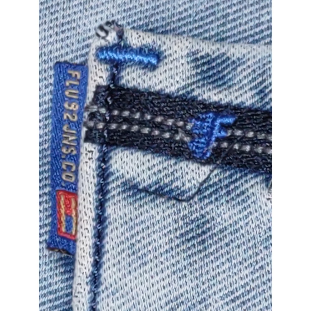 FJ92 FLU 92 Men's Jeans India Straight Fit Light Wash Denim Decorative Size 32 - Picture 10 of 10
